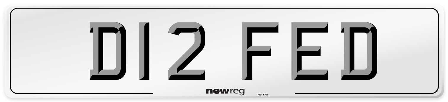 D12 FED Number Plate from New Reg